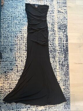 Sabora Black Strapless Ruched Maxi Dress
